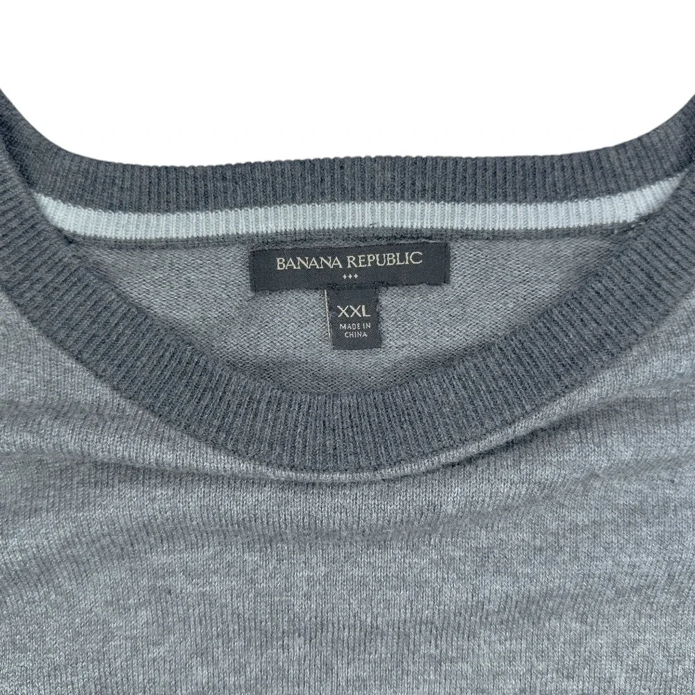 Banana Republic Mens Gray XXL 2XL Crewneck Pullover Sweater‎ Cashmere Silk Blend